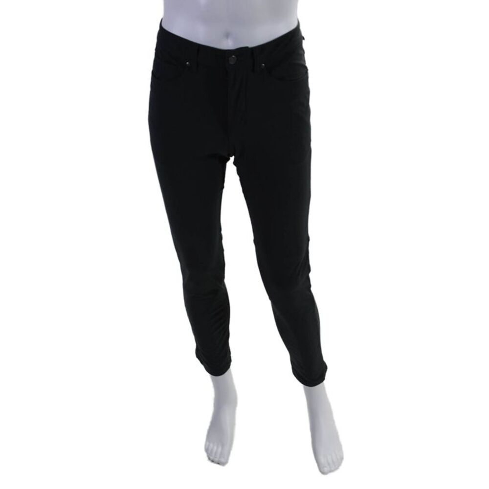 Designer Mens Zip Button Lined Tapered Dress Pants Charcoal Black Size S